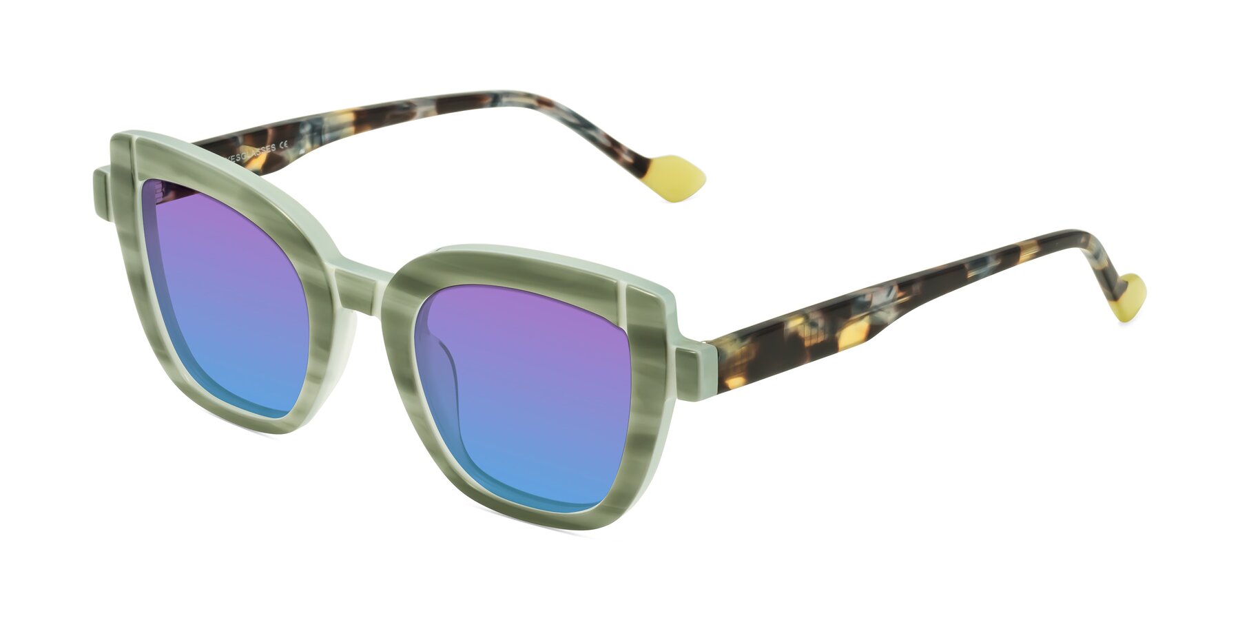 Angle of Sato in Stripe Green with Purple / Blue Gradient Lenses