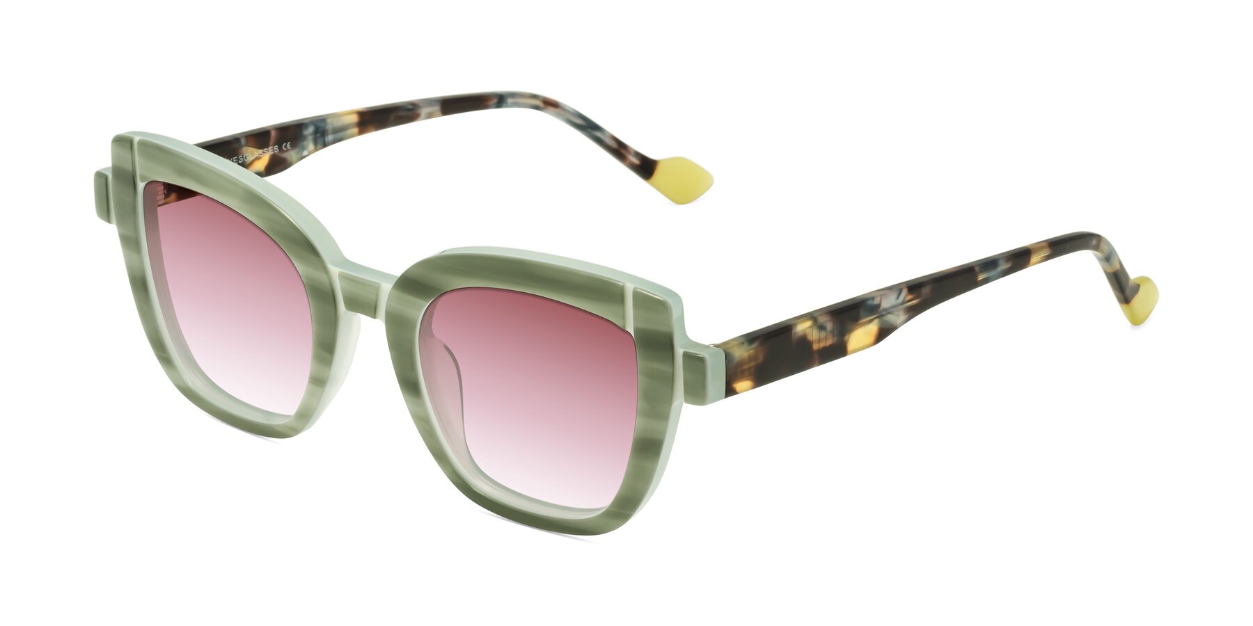 Angle of Sato in Stripe Green with Garnet Gradient Lenses