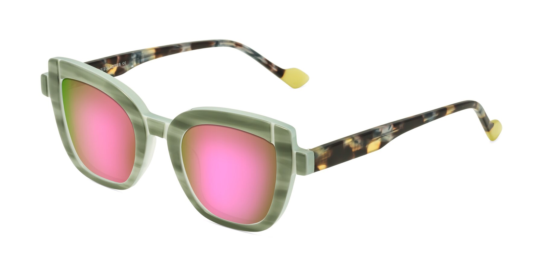 Angle of Sato in Stripe Green with Pink Mirrored Lenses