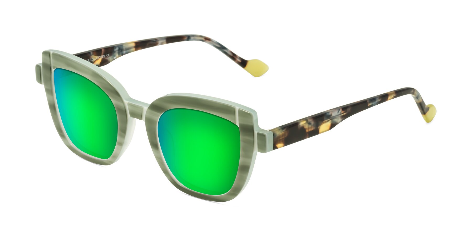 Angle of Sato in Stripe Green with Green Mirrored Lenses