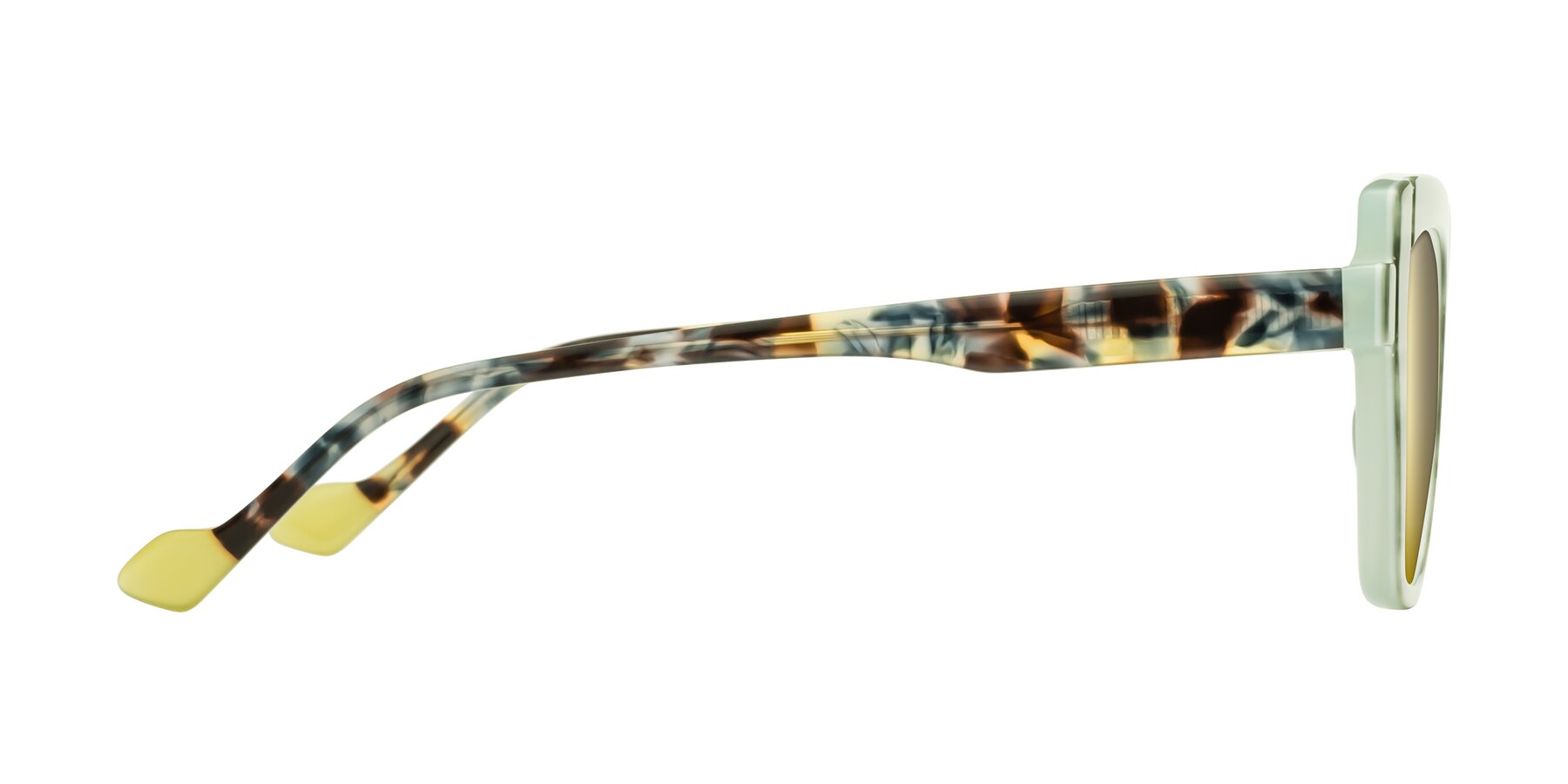 Side of Sato in Stripe Green with Gold Mirrored Lenses
