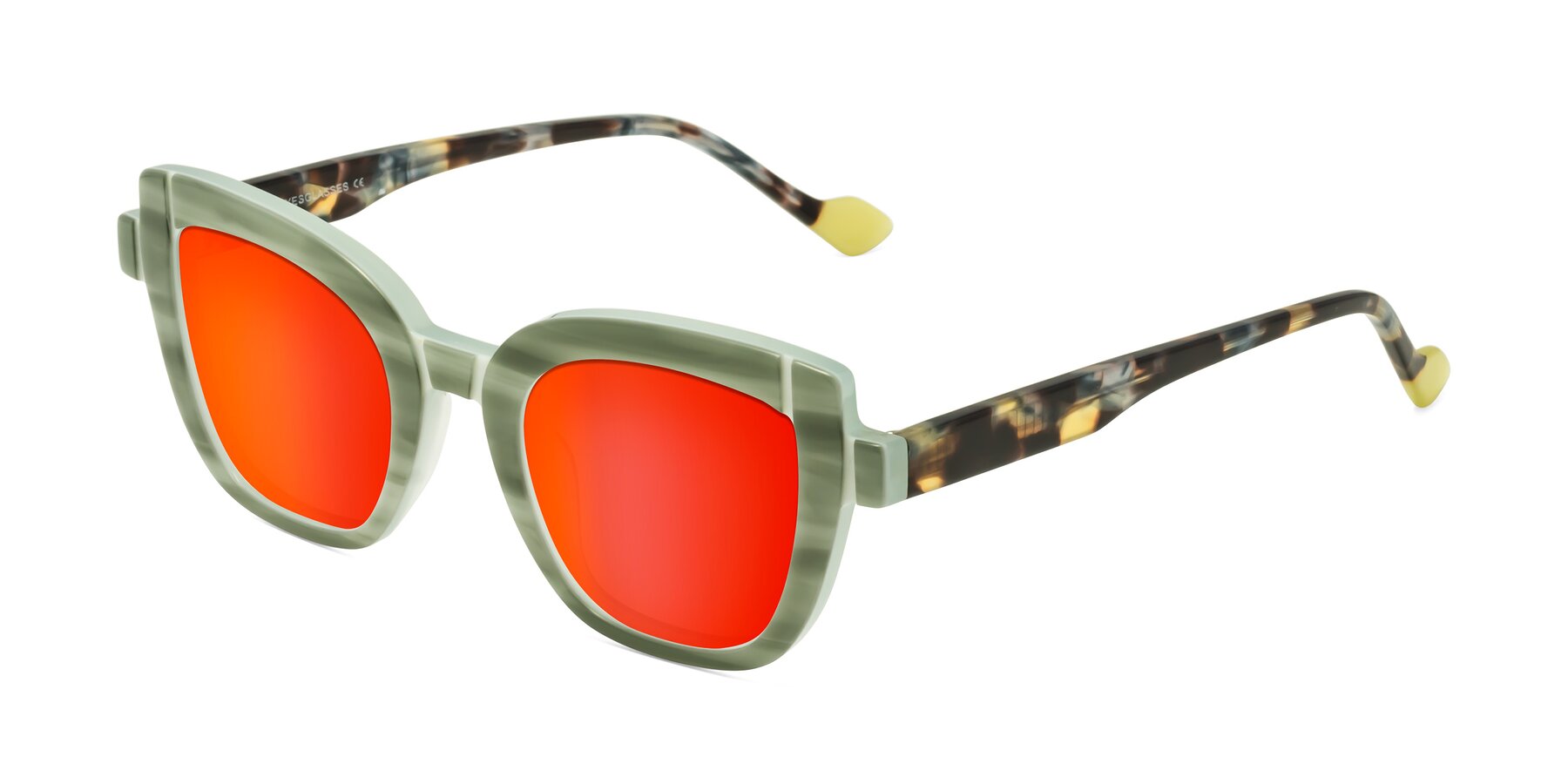 Angle of Sato in Stripe Green with Red Gold Mirrored Lenses