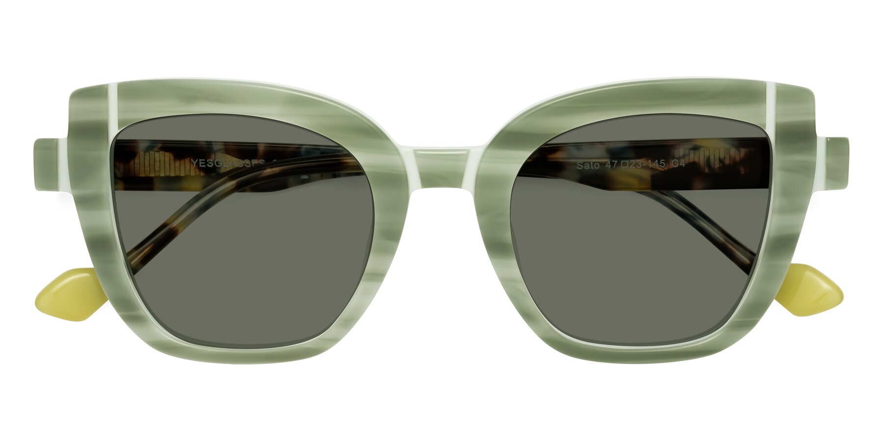 Folded Front of Sato in Stripe Green with Gray Polarized Lenses