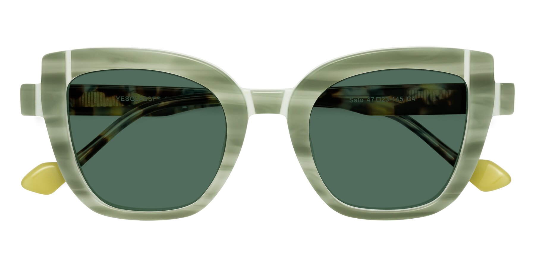 Folded Front of Sato in Stripe Green with Green Polarized Lenses