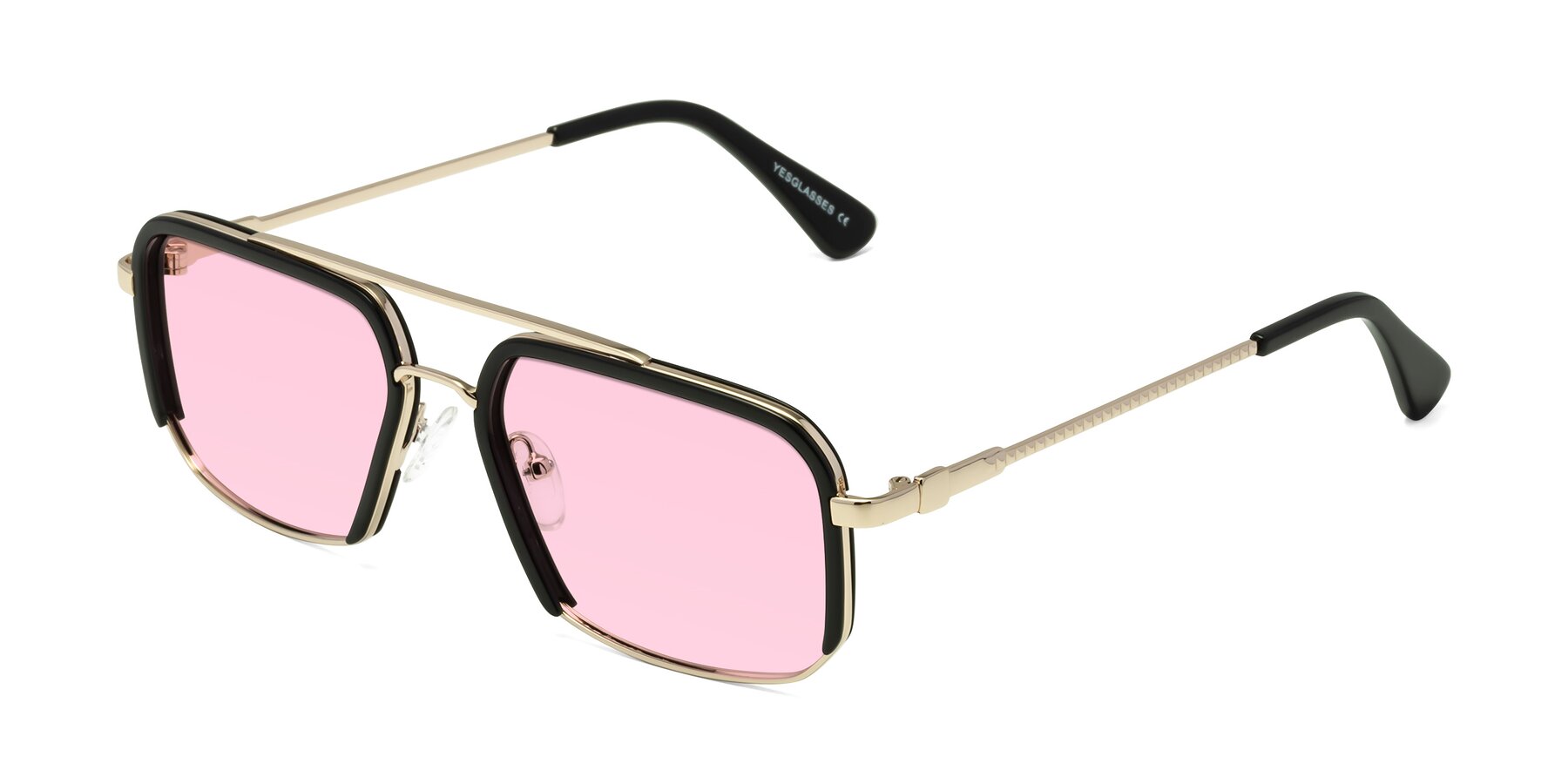 Angle of Dechter in Black-Gold with Light Pink Tinted Lenses