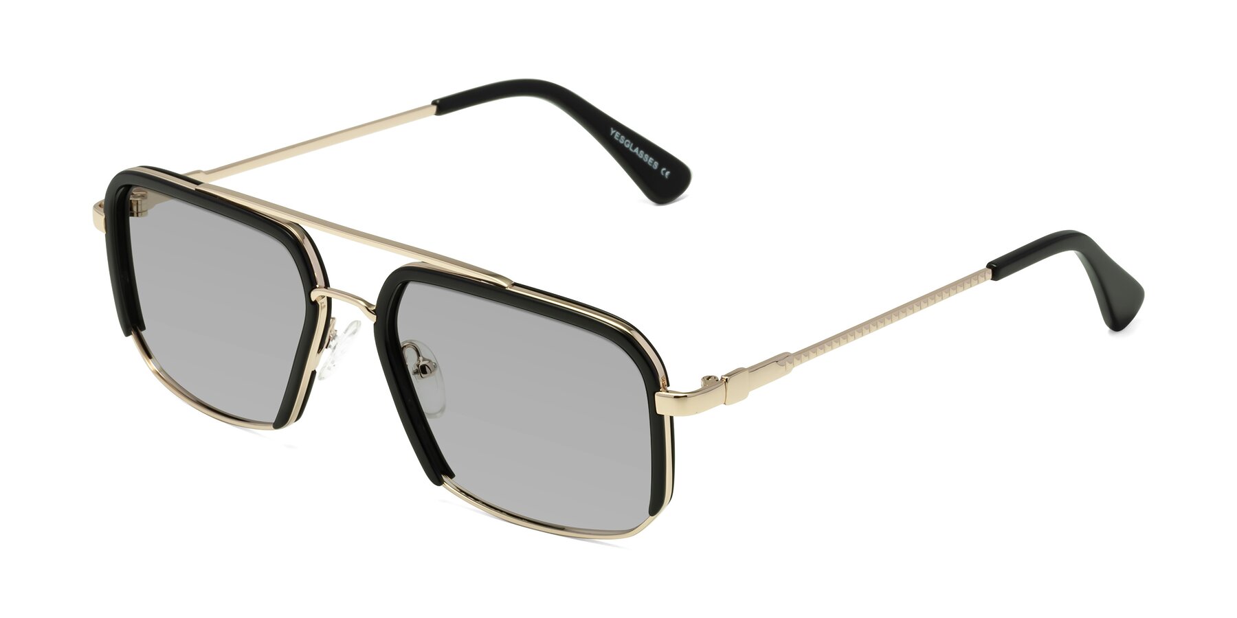 Angle of Dechter in Black-Gold with Light Gray Tinted Lenses