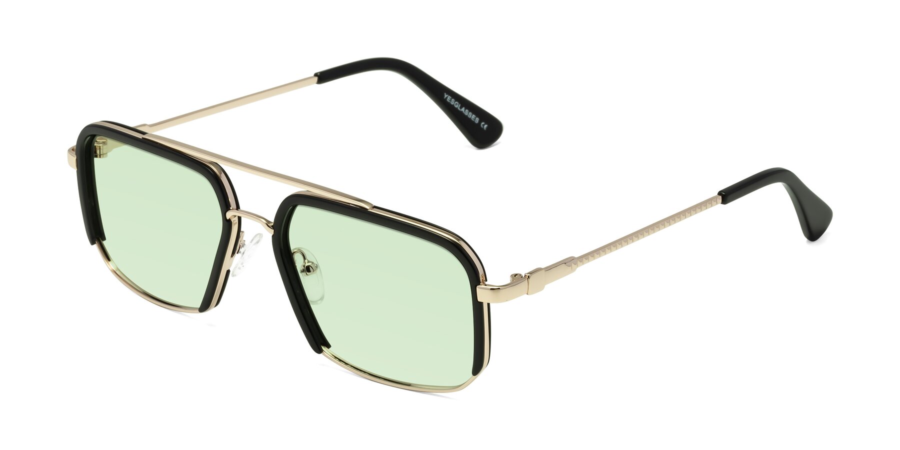 Angle of Dechter in Black-Gold with Light Green Tinted Lenses
