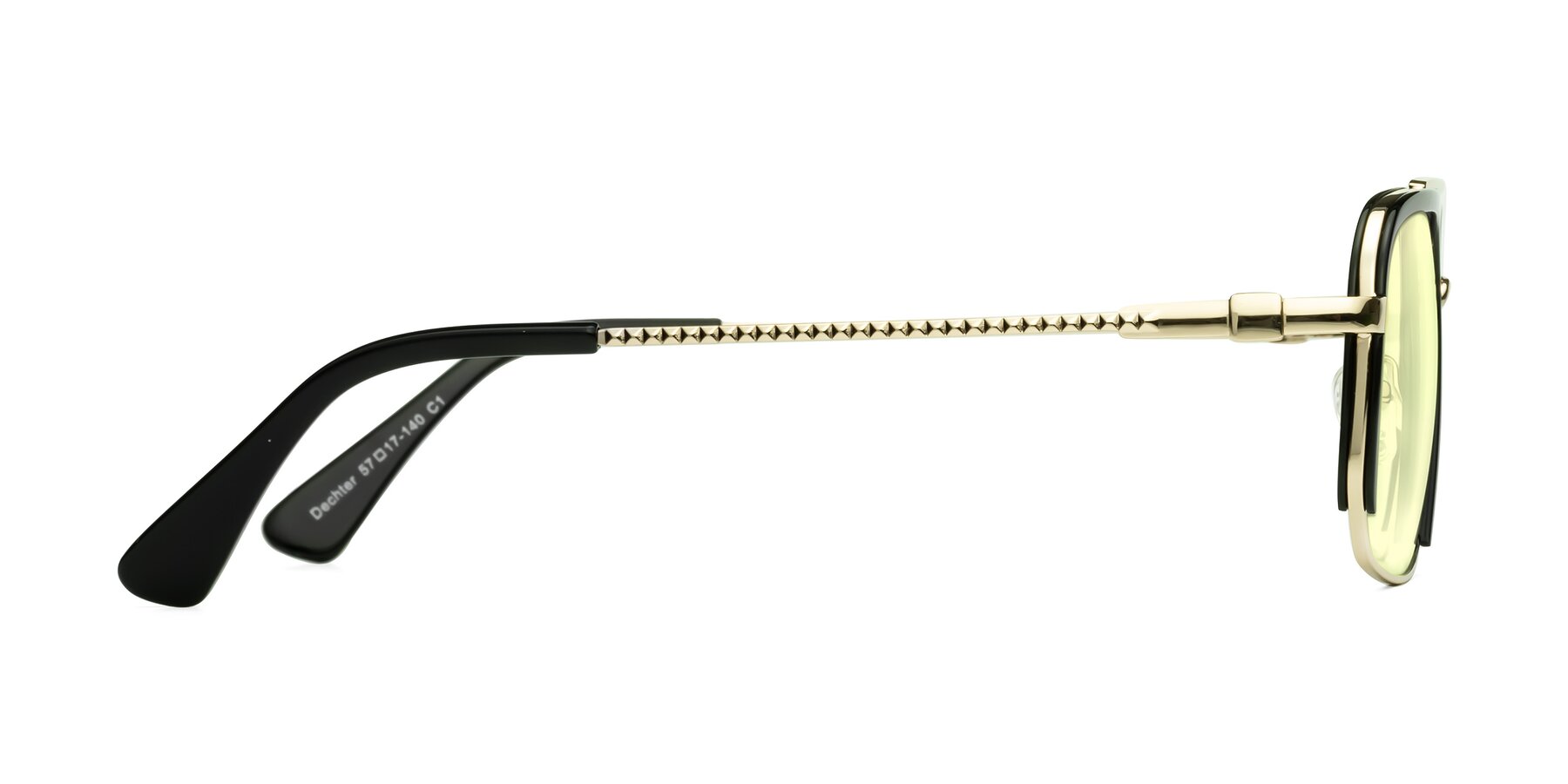 Side of Dechter in Black-Gold with Light Yellow Tinted Lenses