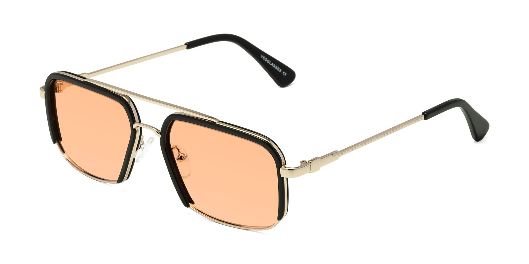 Angle of Dechter in Black-Gold with Light Orange Tinted Lenses