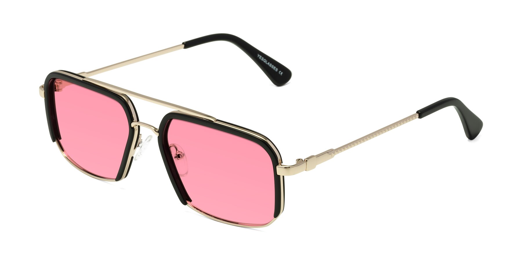 Angle of Dechter in Black-Gold with Pink Tinted Lenses