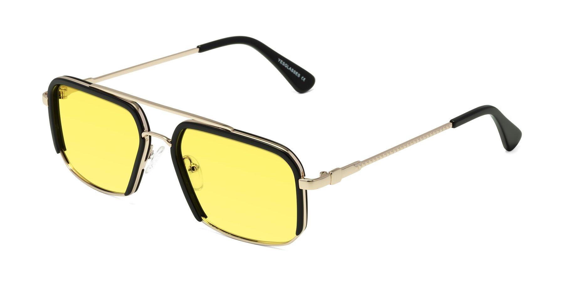 Angle of Dechter in Black-Gold with Medium Yellow Tinted Lenses