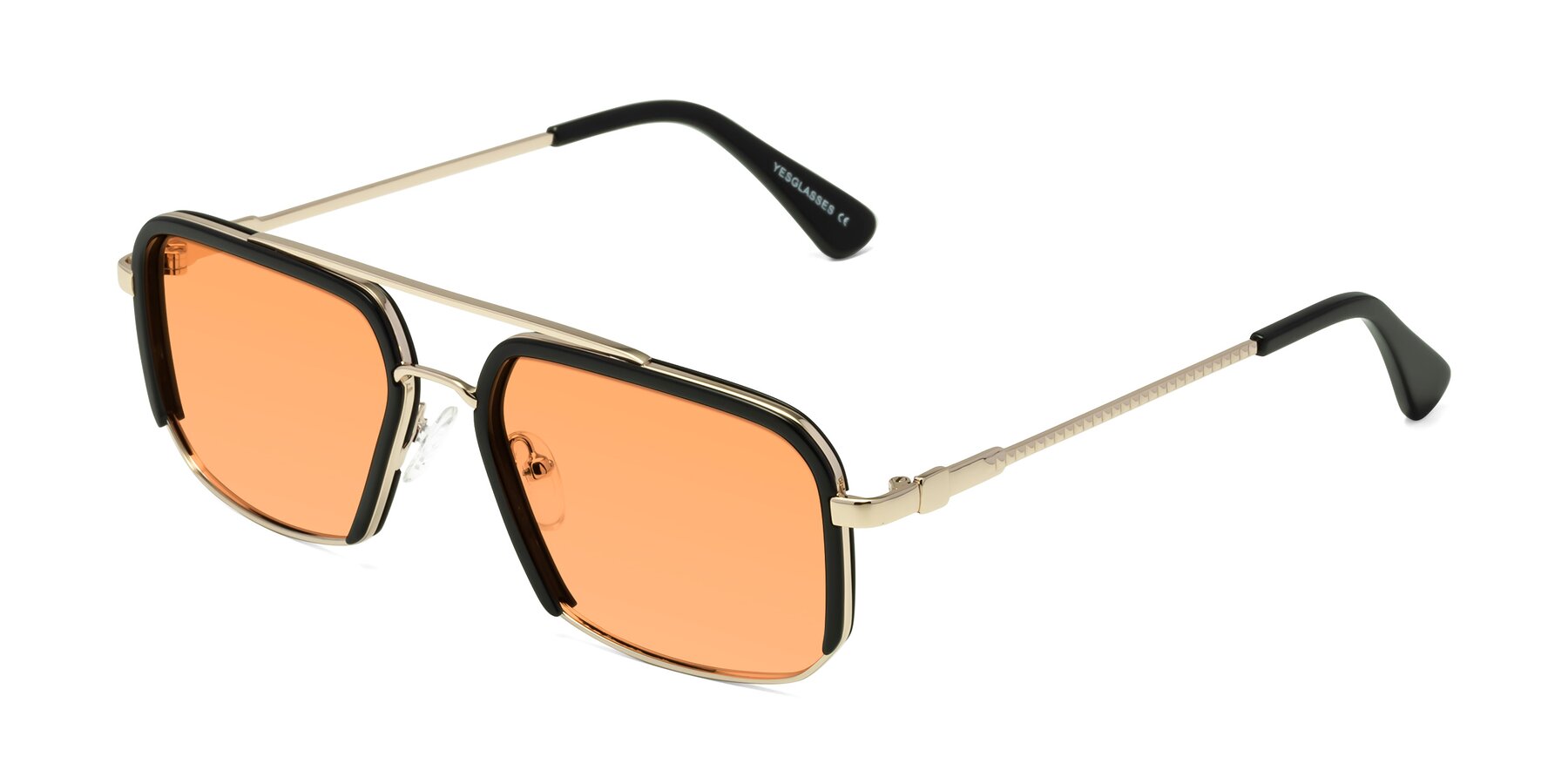 Angle of Dechter in Black-Gold with Medium Orange Tinted Lenses