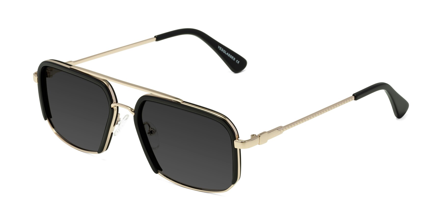 Angle of Dechter in Black-Gold with Gray Tinted Lenses