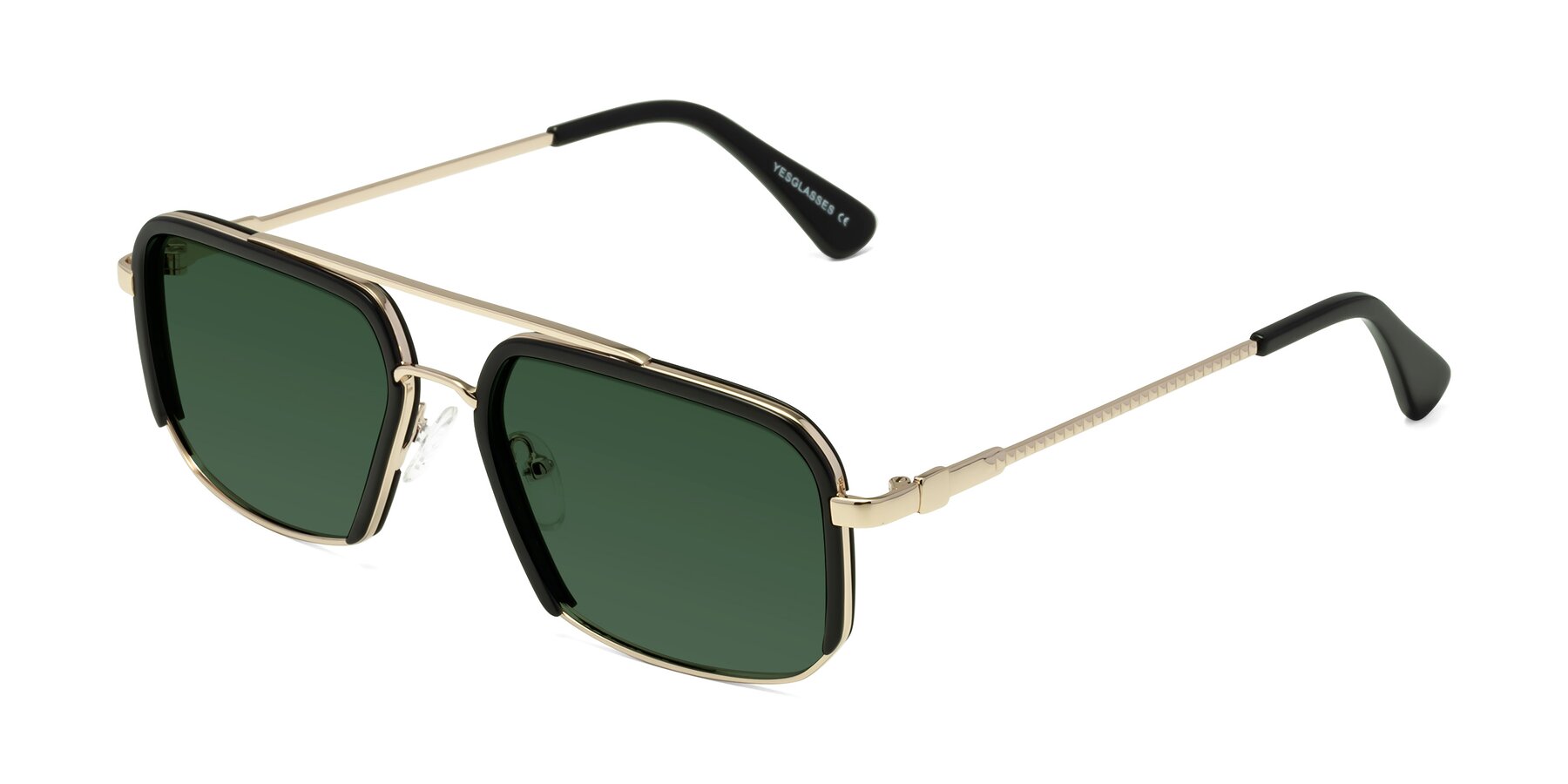 Angle of Dechter in Black-Gold with Green Tinted Lenses