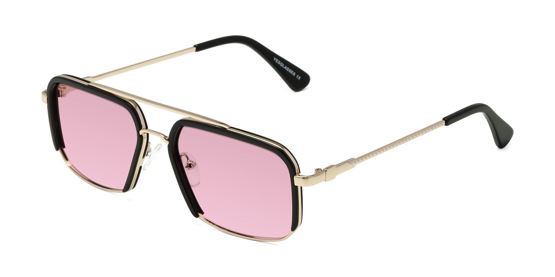 Angle of Dechter in Black-Gold with Light Wine Tinted Lenses