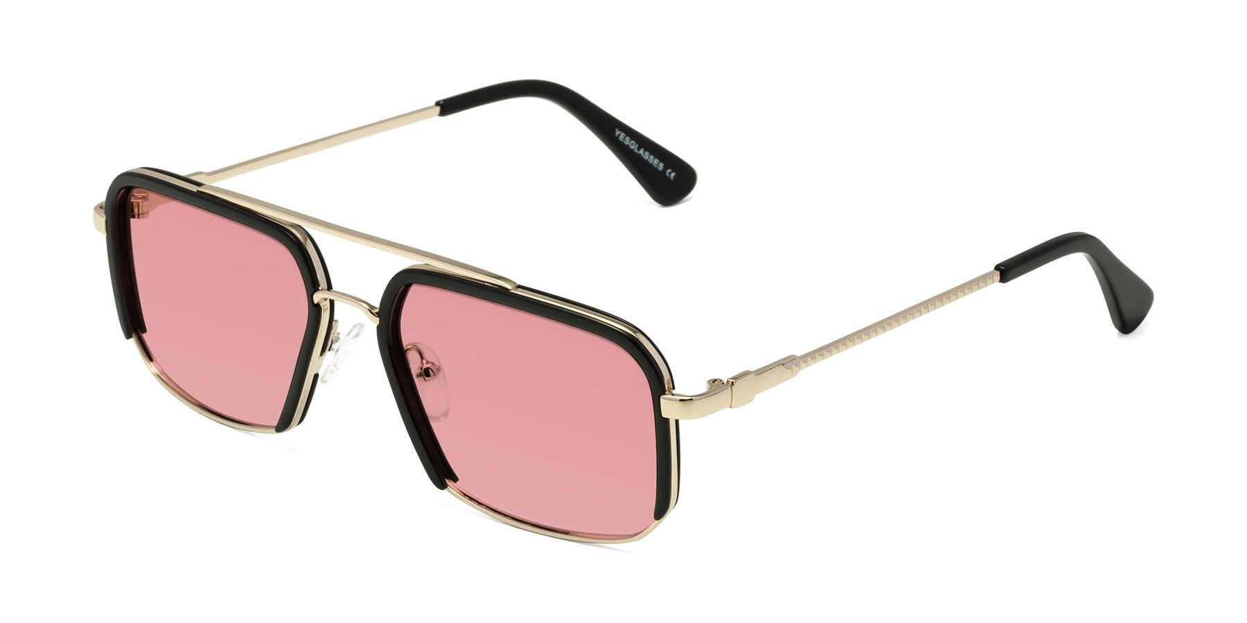 Angle of Dechter in Black-Gold with Medium Garnet Tinted Lenses