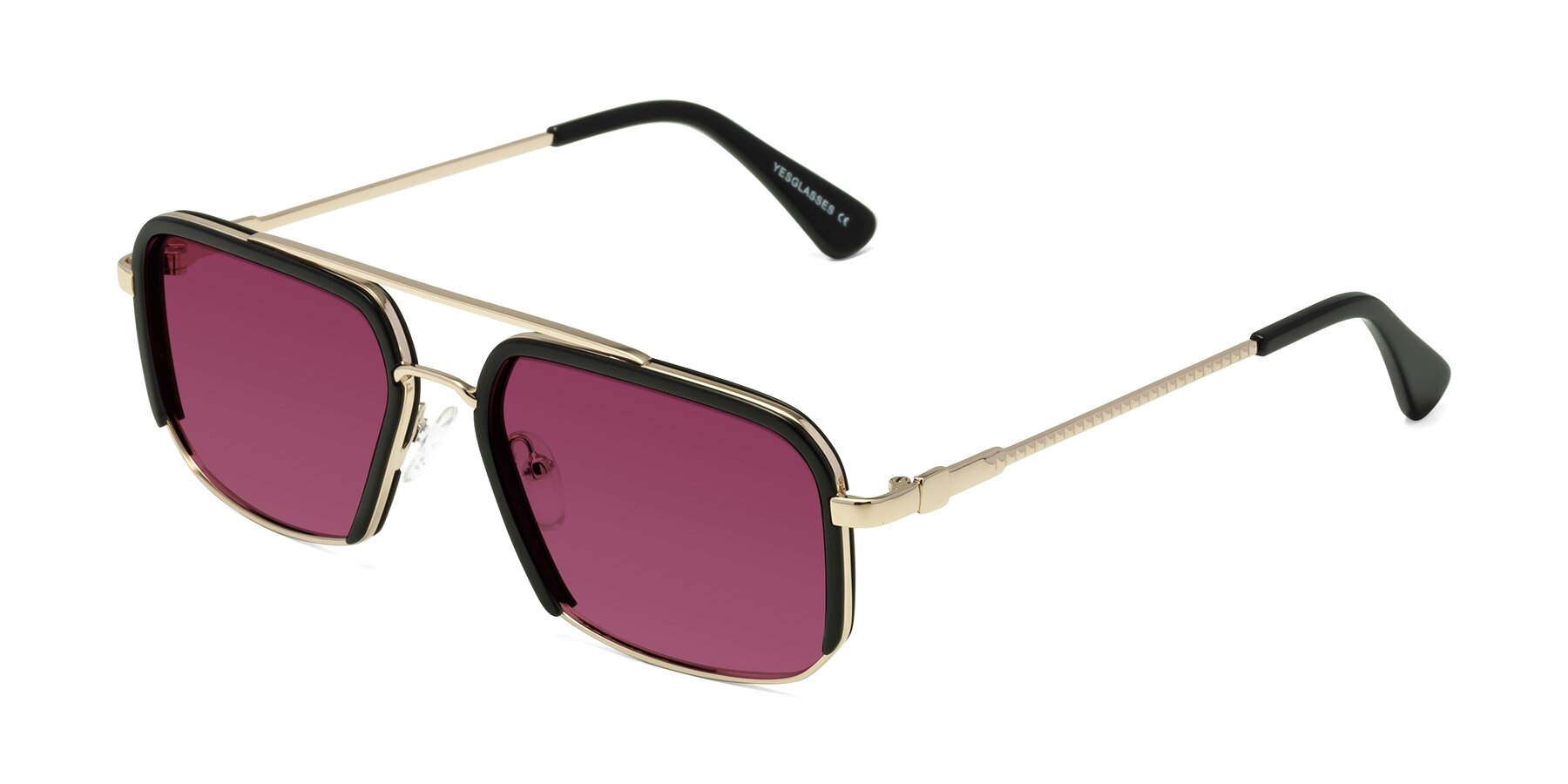 Angle of Dechter in Black-Gold with Wine Tinted Lenses