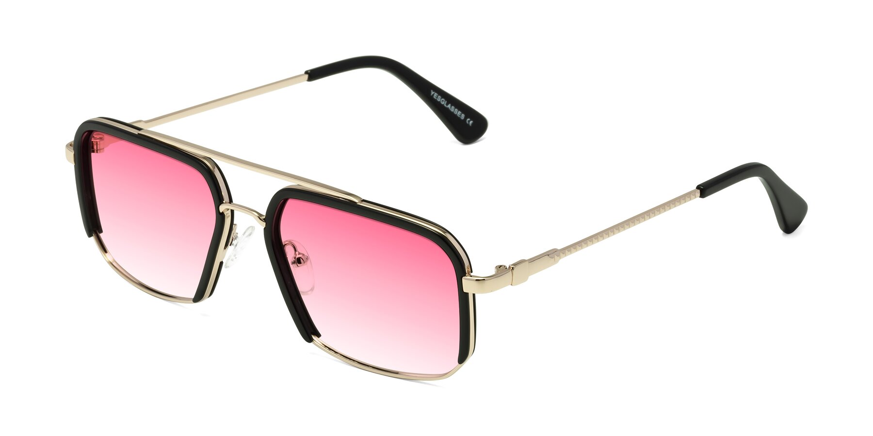 Angle of Dechter in Black-Gold with Pink Gradient Lenses