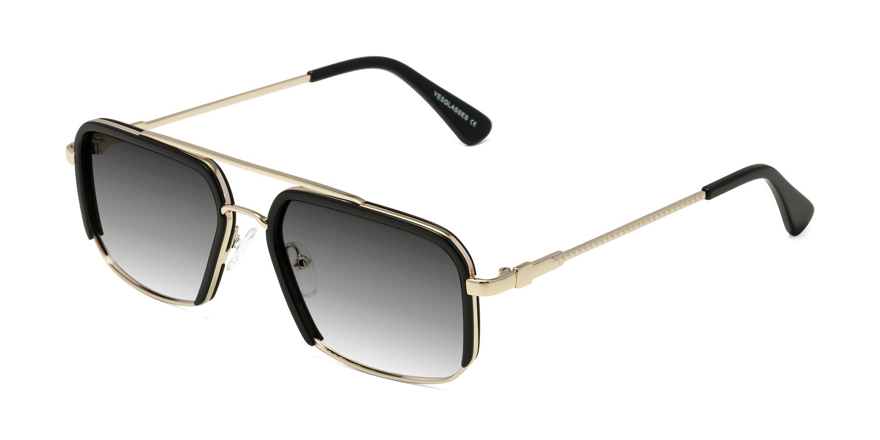 Angle of Dechter in Black-Gold with Gray Gradient Lenses