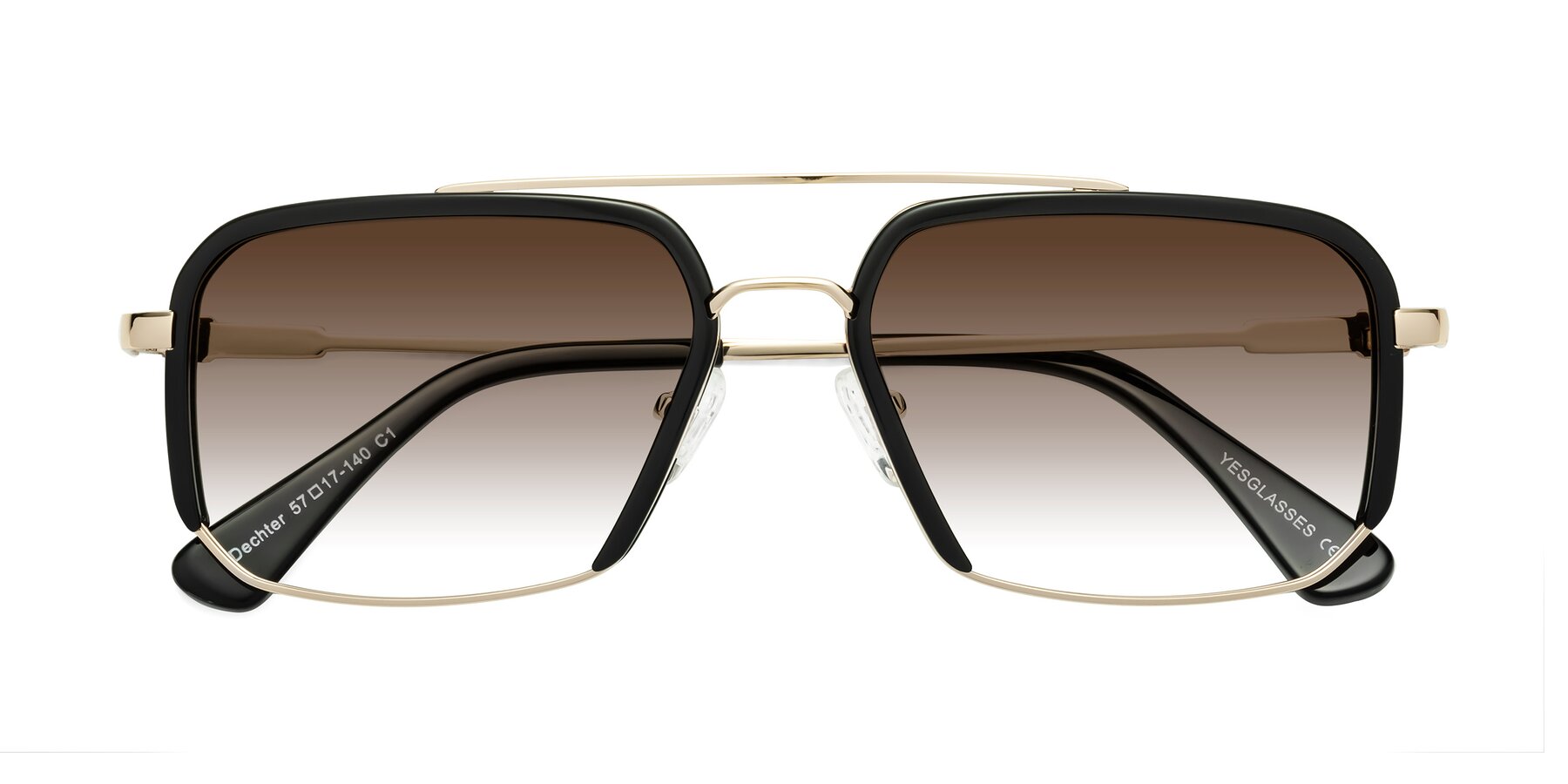 Folded Front of Dechter in Black-Gold with Brown Gradient Lenses