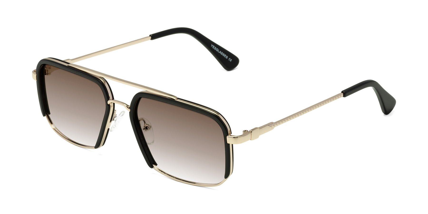 Angle of Dechter in Black-Gold with Brown Gradient Lenses