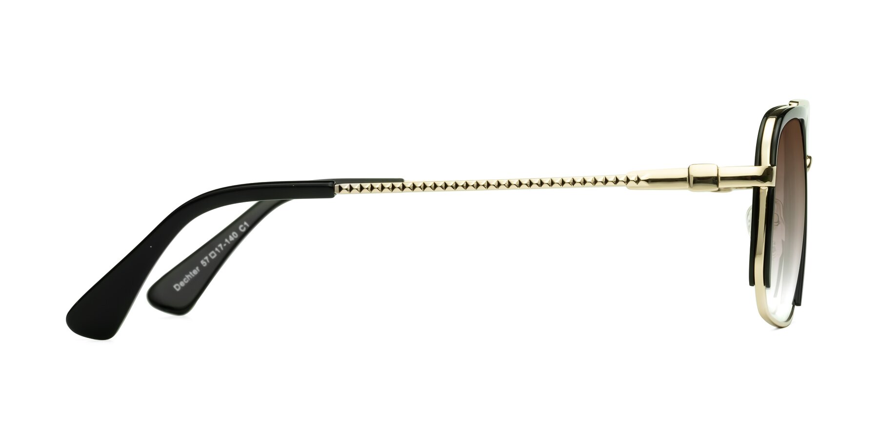 Side of Dechter in Black-Gold with Brown Gradient Lenses