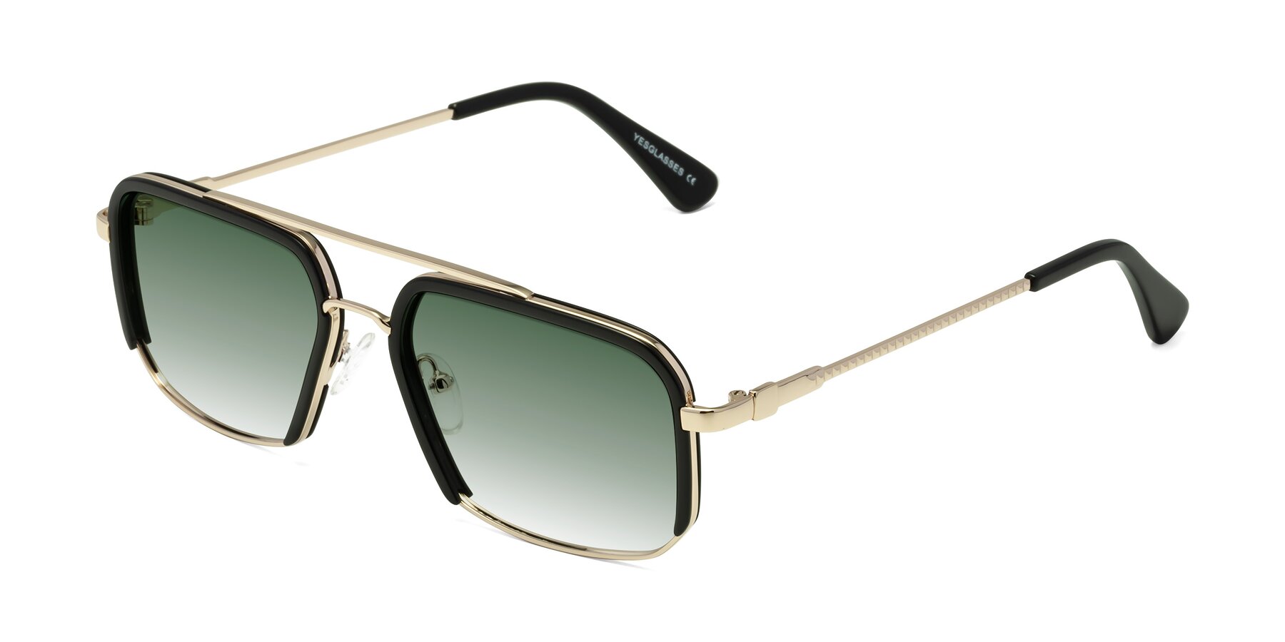 Angle of Dechter in Black-Gold with Green Gradient Lenses