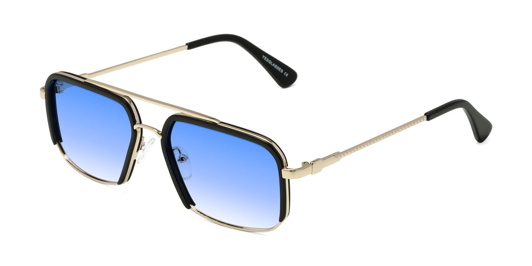 Angle of Dechter in Black-Gold with Blue Gradient Lenses