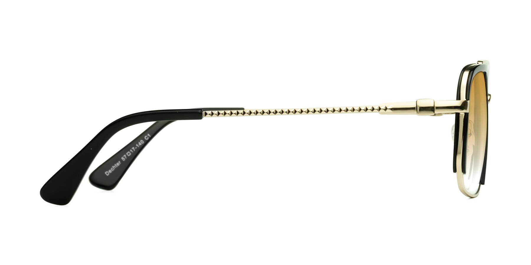 Side of Dechter in Black-Gold with Champagne Gradient Lenses