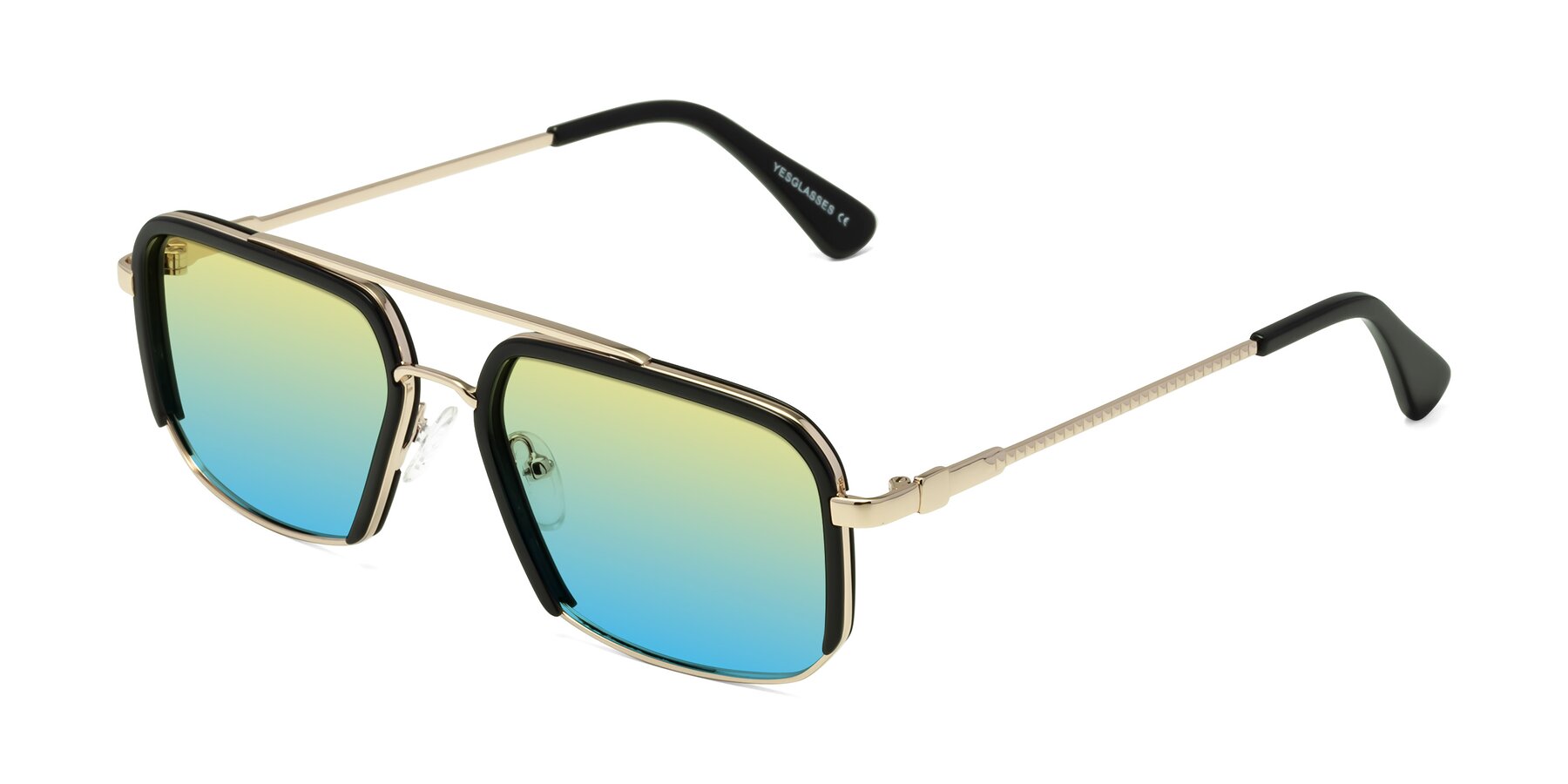 Angle of Dechter in Black-Gold with Yellow / Blue Gradient Lenses