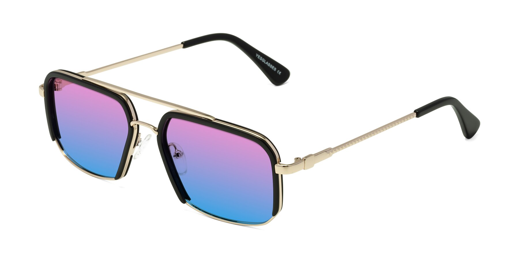 Angle of Dechter in Black-Gold with Pink / Blue Gradient Lenses