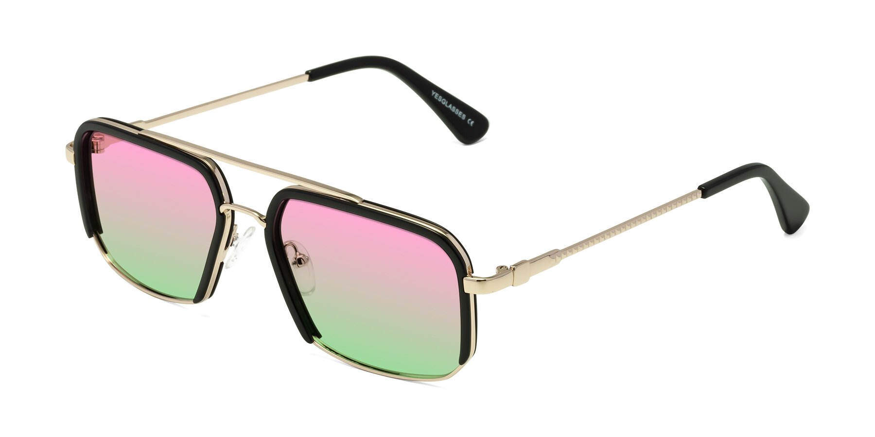 Angle of Dechter in Black-Gold with Pink / Green Gradient Lenses