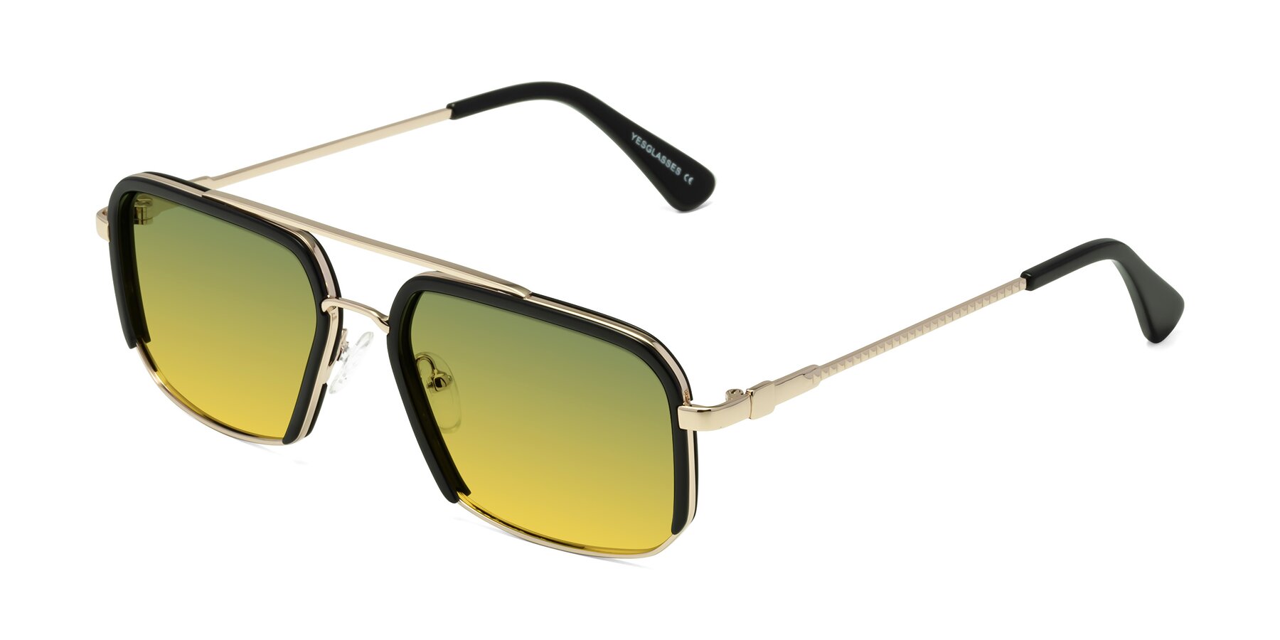 Angle of Dechter in Black-Gold with Green / Yellow Gradient Lenses