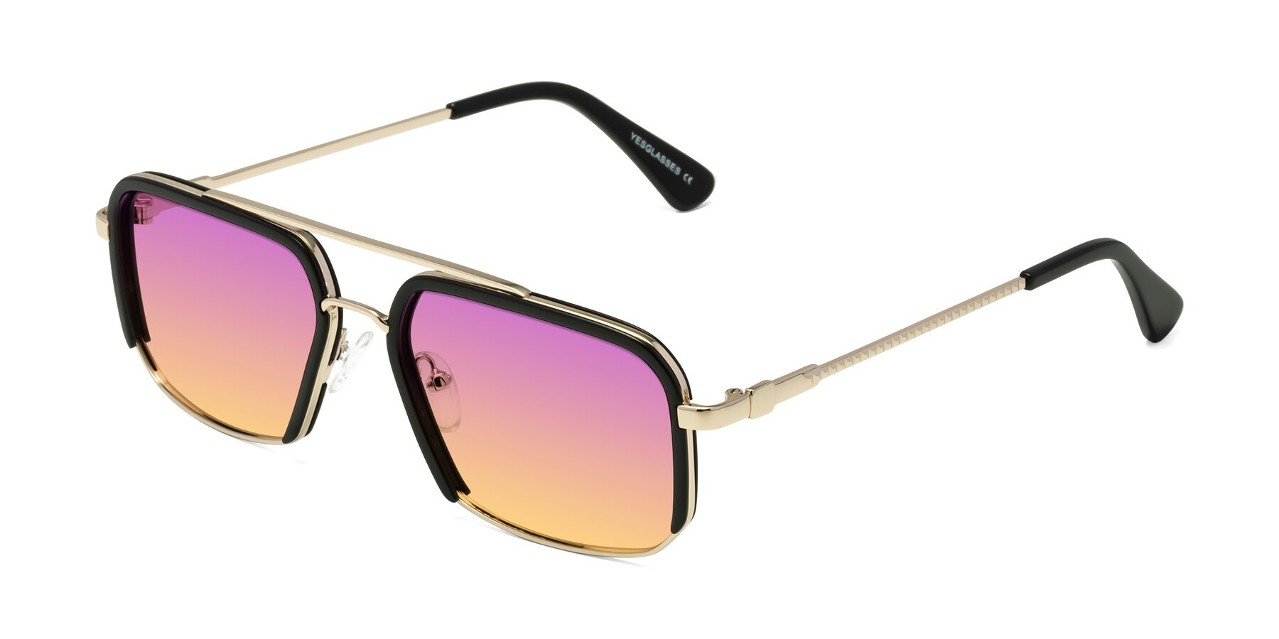 Angle of Dechter in Black-Gold with Purple / Yellow Gradient Lenses