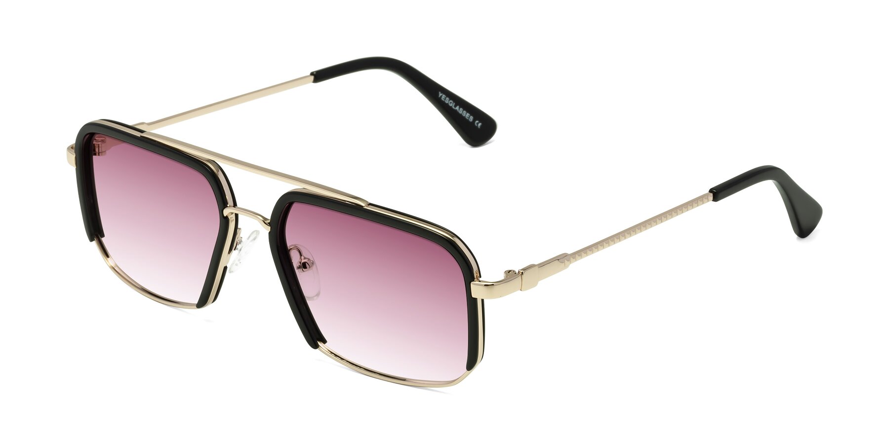 Angle of Dechter in Black-Gold with Wine Gradient Lenses