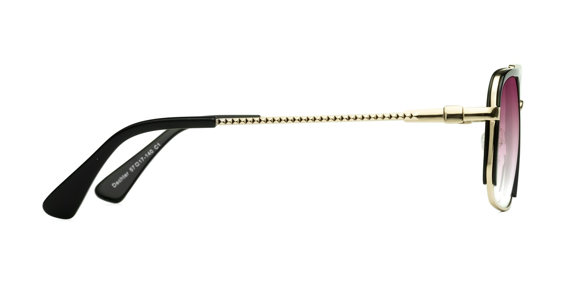 Side of Dechter in Black-Gold with Wine Gradient Lenses