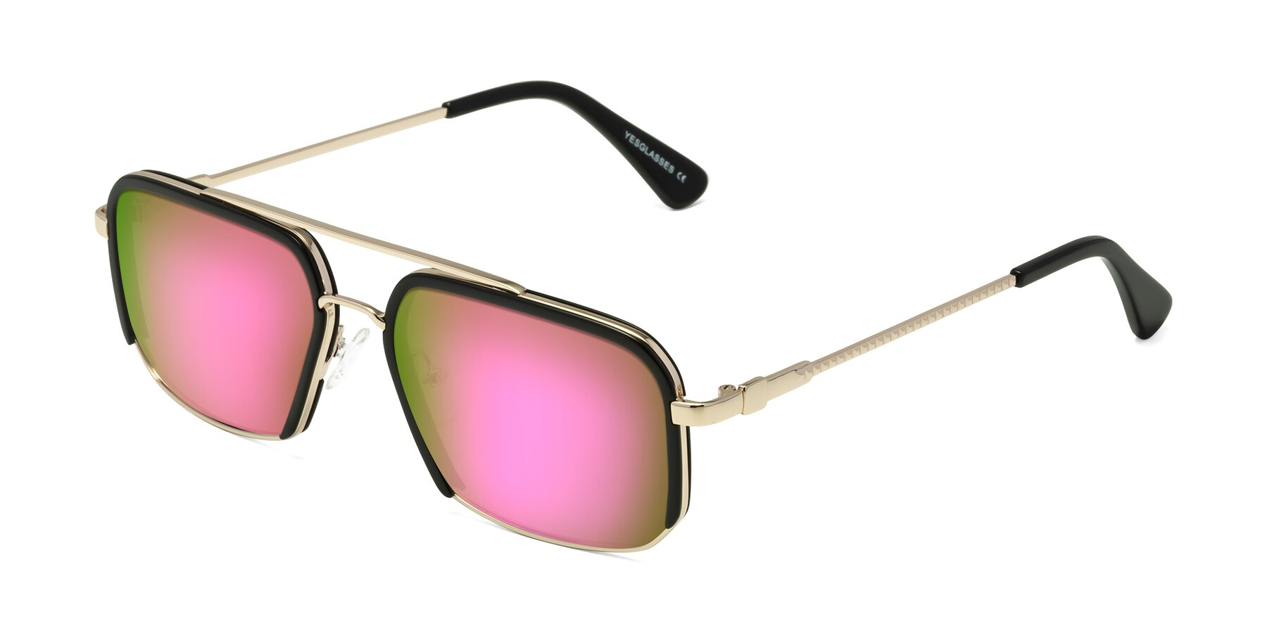 Angle of Dechter in Black-Gold with Pink Mirrored Lenses