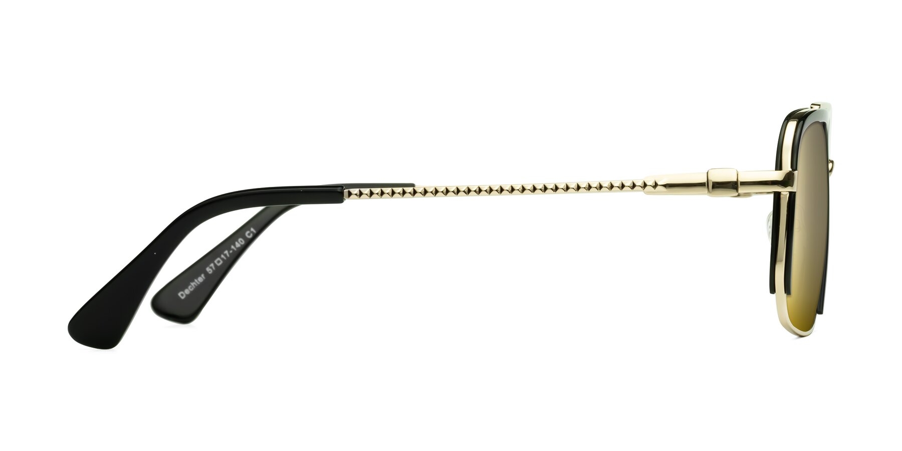 Side of Dechter in Black-Gold with Gold Mirrored Lenses
