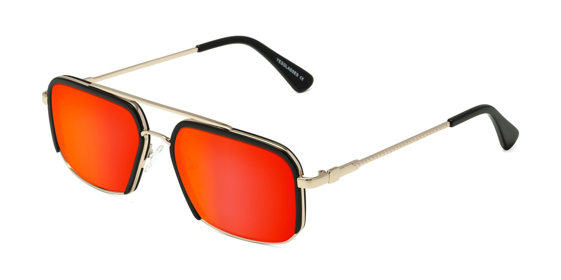 Angle of Dechter in Black-Gold with Red Gold Mirrored Lenses
