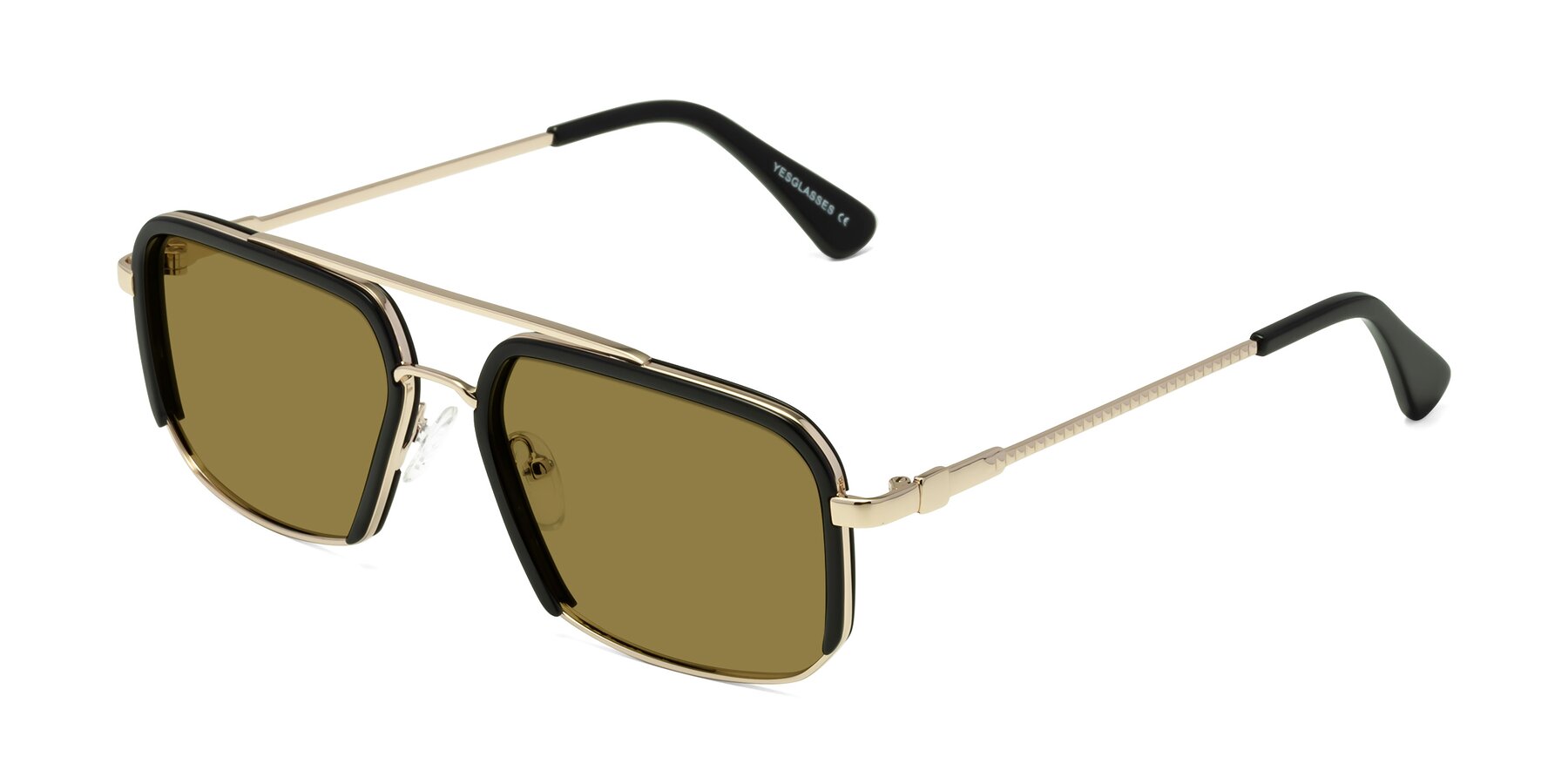 Angle of Dechter in Black-Gold with Brown Polarized Lenses