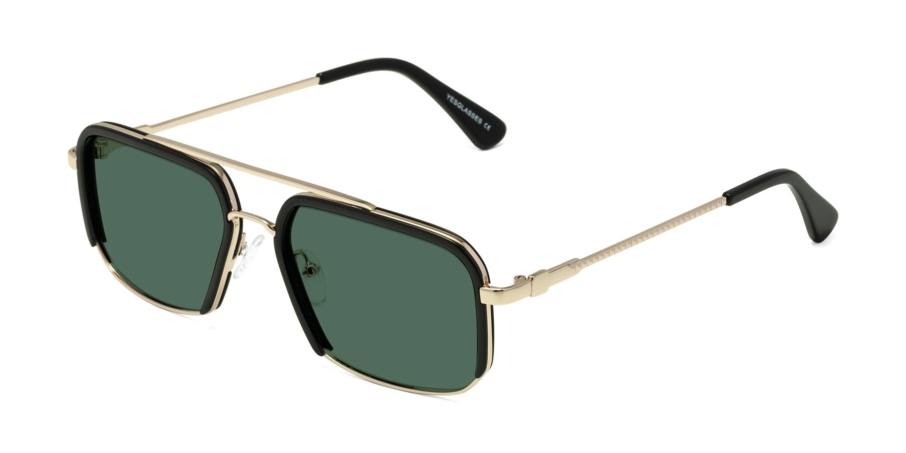 Angle of Dechter in Black-Gold with Green Polarized Lenses