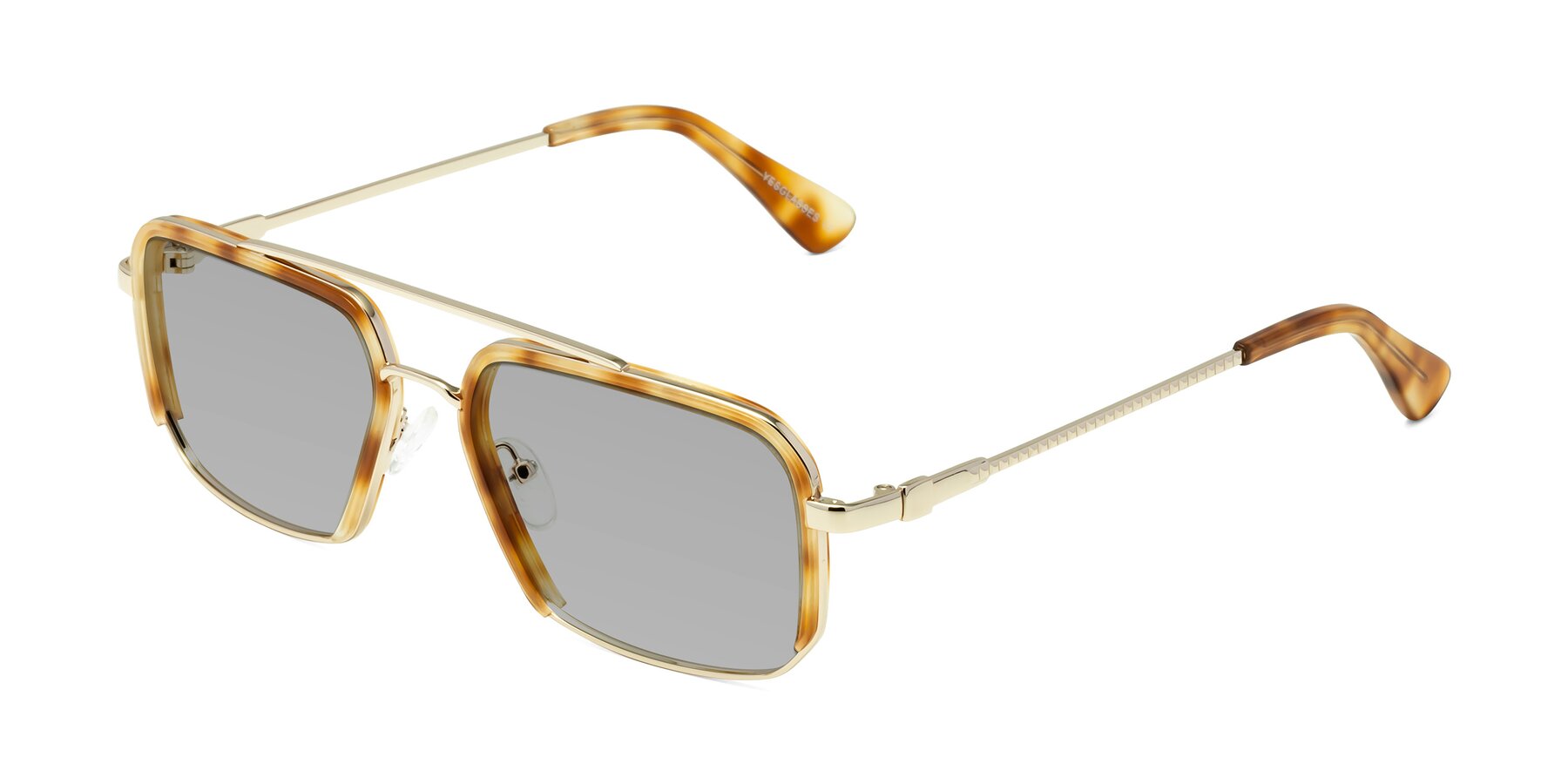 Angle of Dechter in Yellow Tortoise-Gold with Light Gray Tinted Lenses