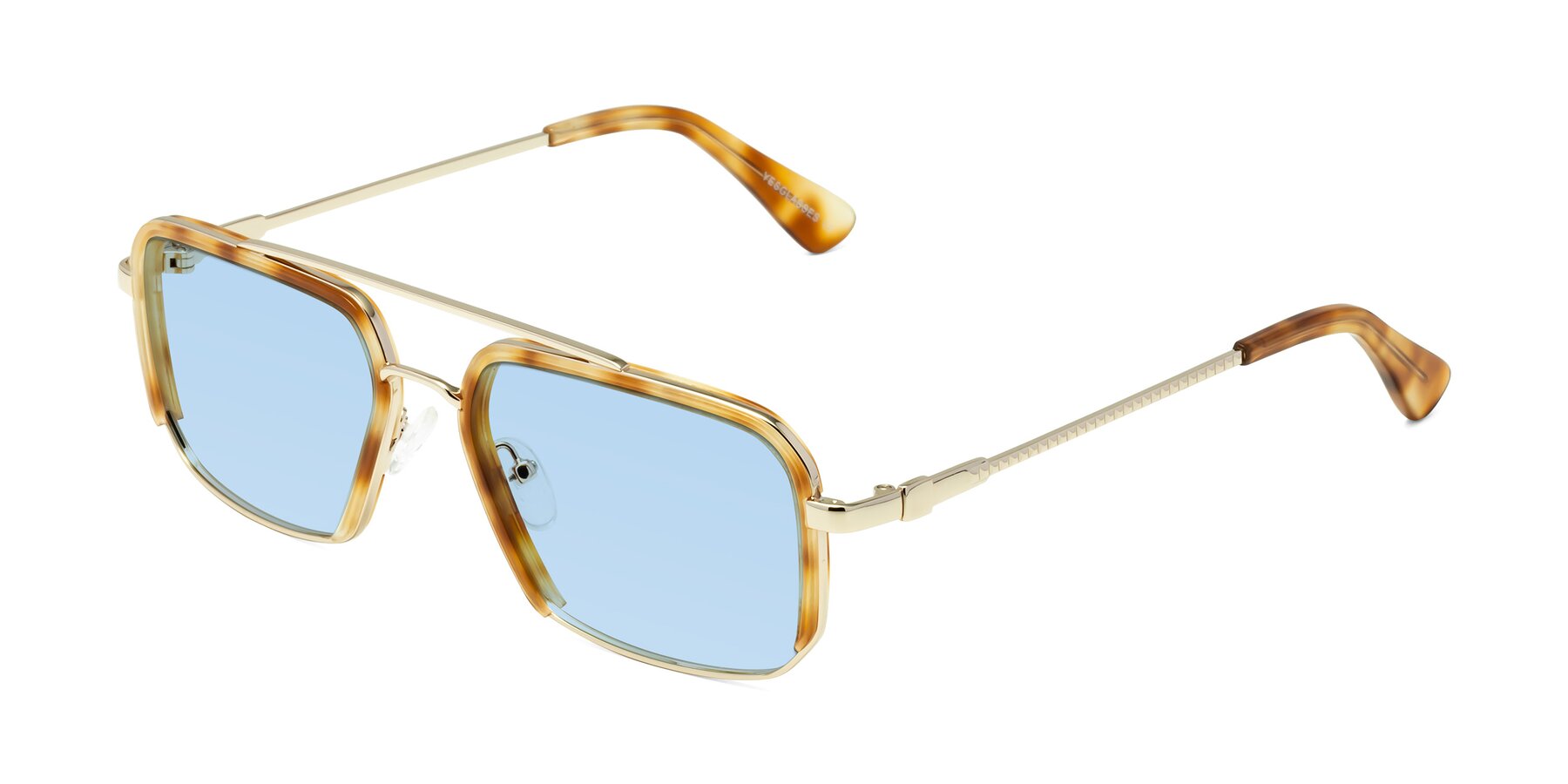 Angle of Dechter in Yellow Tortoise-Gold with Light Blue Tinted Lenses