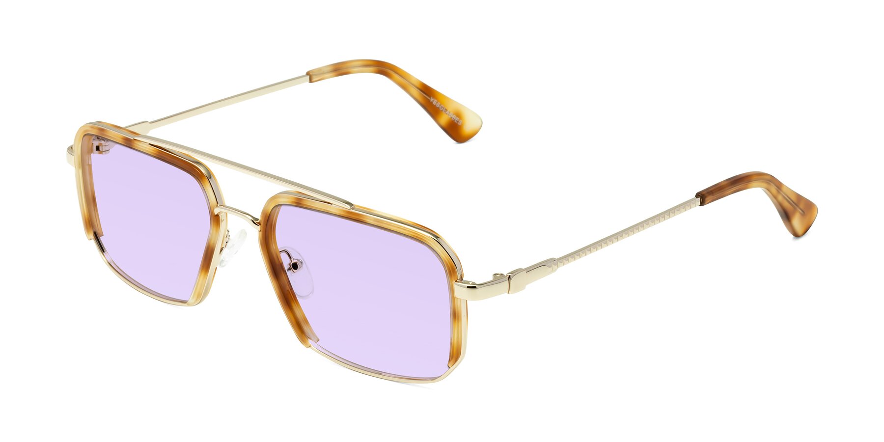 Angle of Dechter in Yellow Tortoise-Gold with Light Purple Tinted Lenses