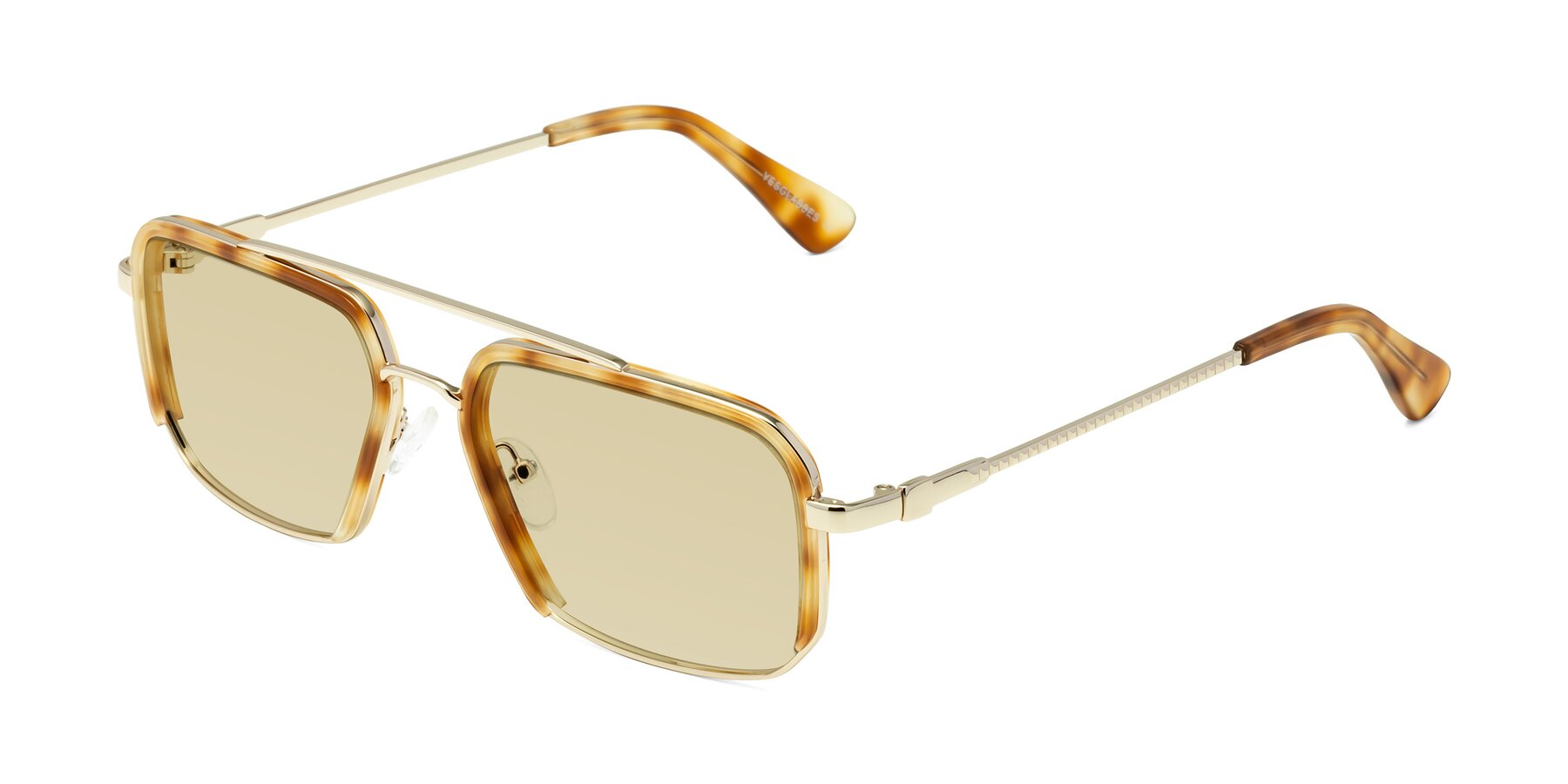 Angle of Dechter in Yellow Tortoise-Gold with Light Champagne Tinted Lenses