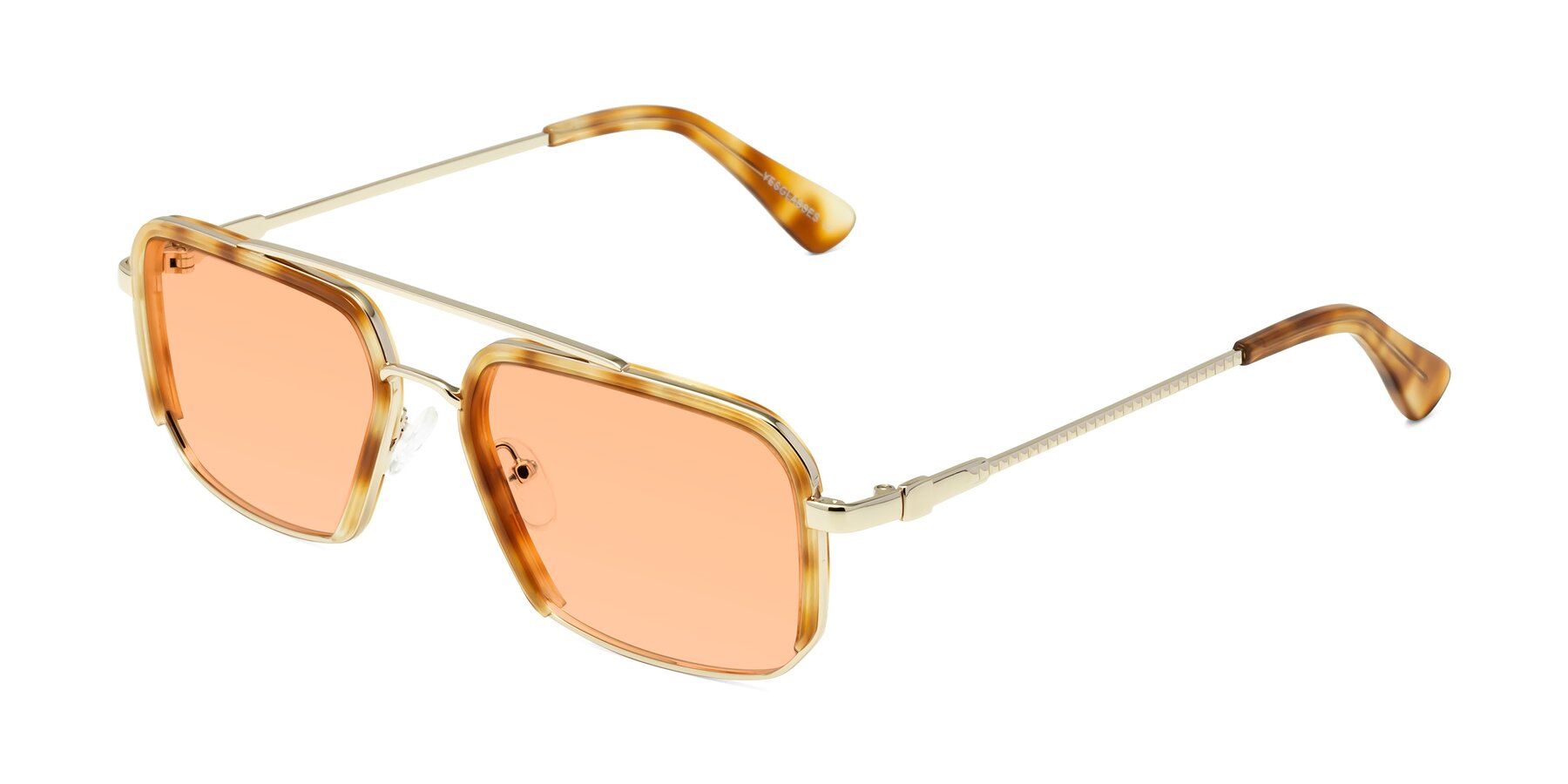 Angle of Dechter in Yellow Tortoise-Gold with Light Orange Tinted Lenses