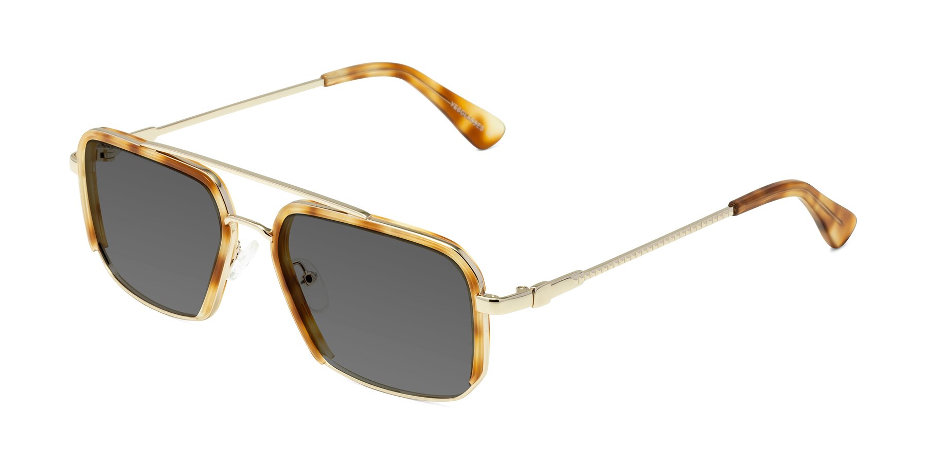 Angle of Dechter in Yellow Tortoise-Gold with Medium Gray Tinted Lenses