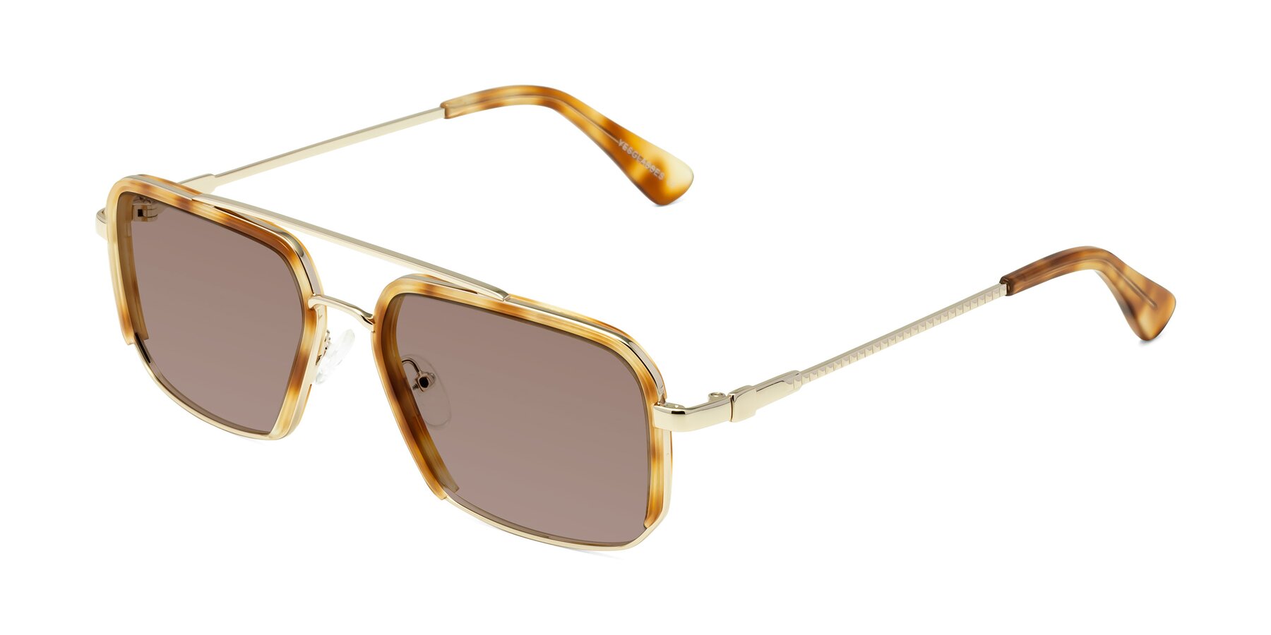Angle of Dechter in Yellow Tortoise-Gold with Medium Brown Tinted Lenses
