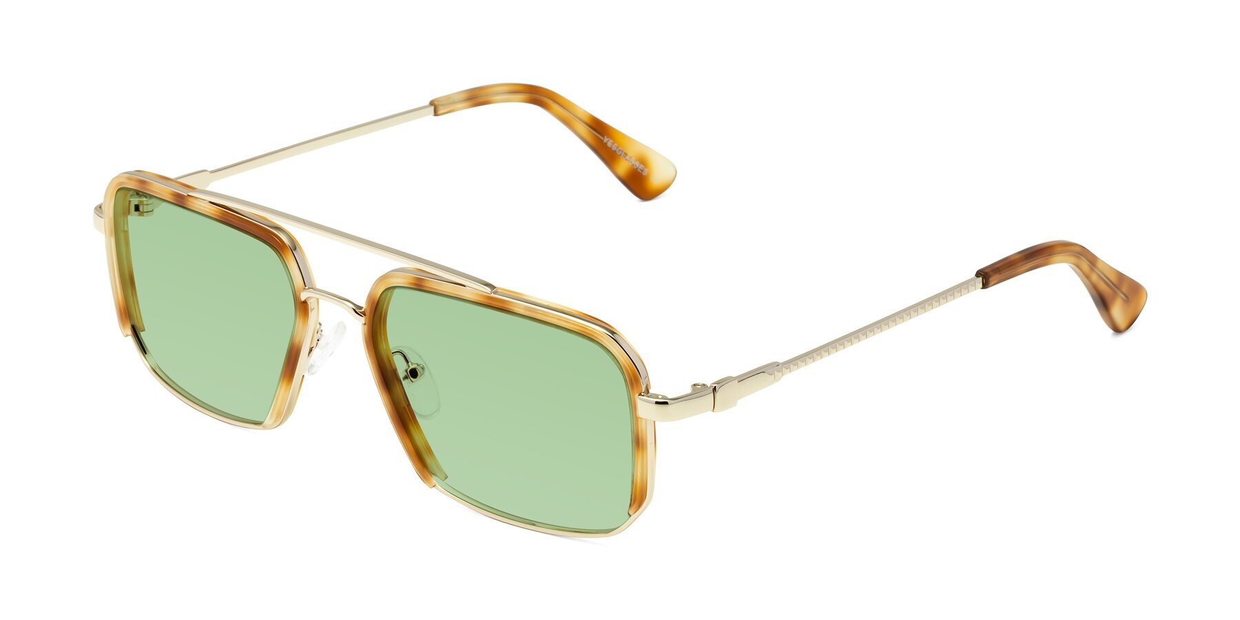Angle of Dechter in Yellow Tortoise-Gold with Medium Green Tinted Lenses