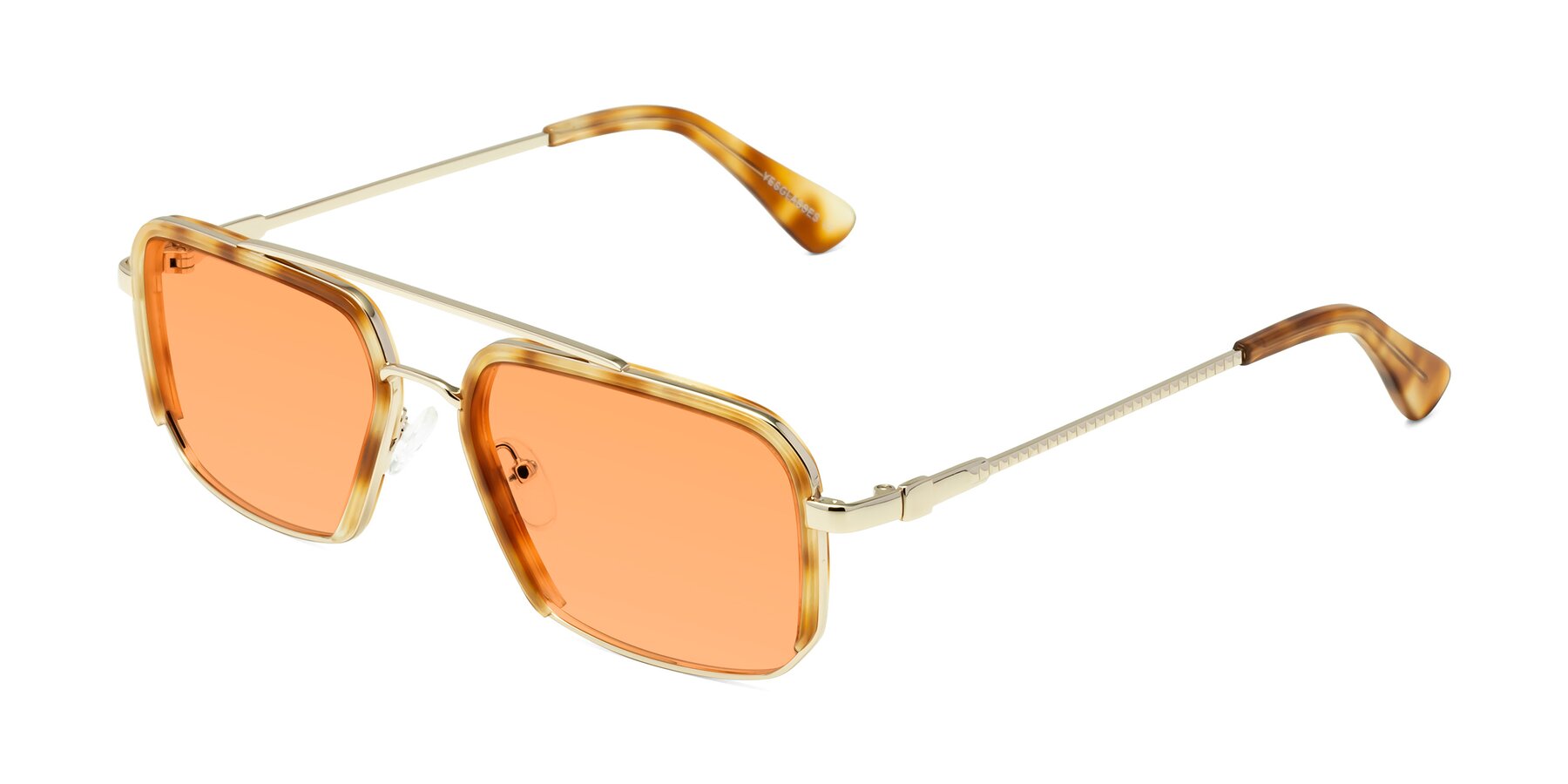 Angle of Dechter in Yellow Tortoise-Gold with Medium Orange Tinted Lenses